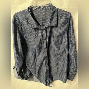 Navy Polka Dot Button-Up Shirt